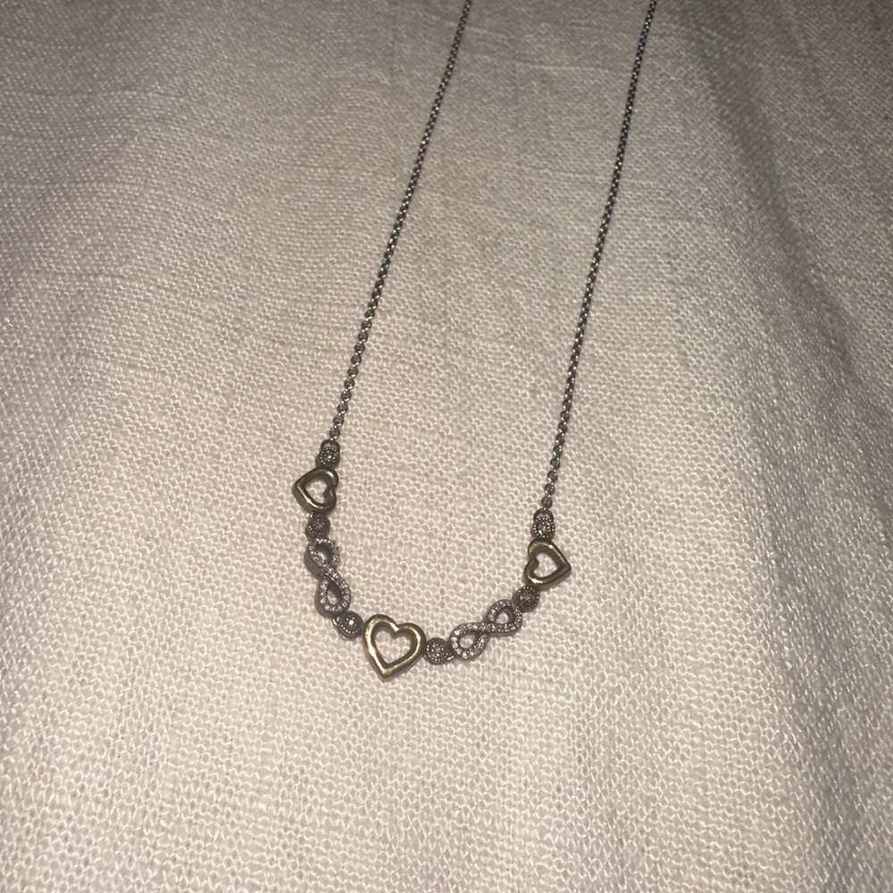 Heart infinity necklace with adjustable height silver and gold